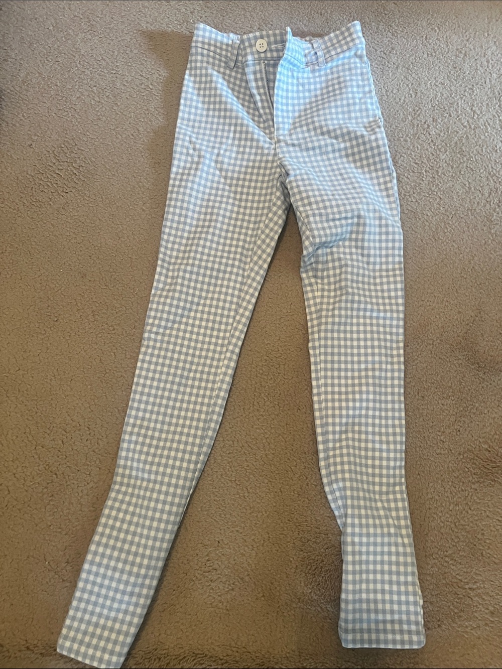 Garage Light Blue and White Gingham Pants
